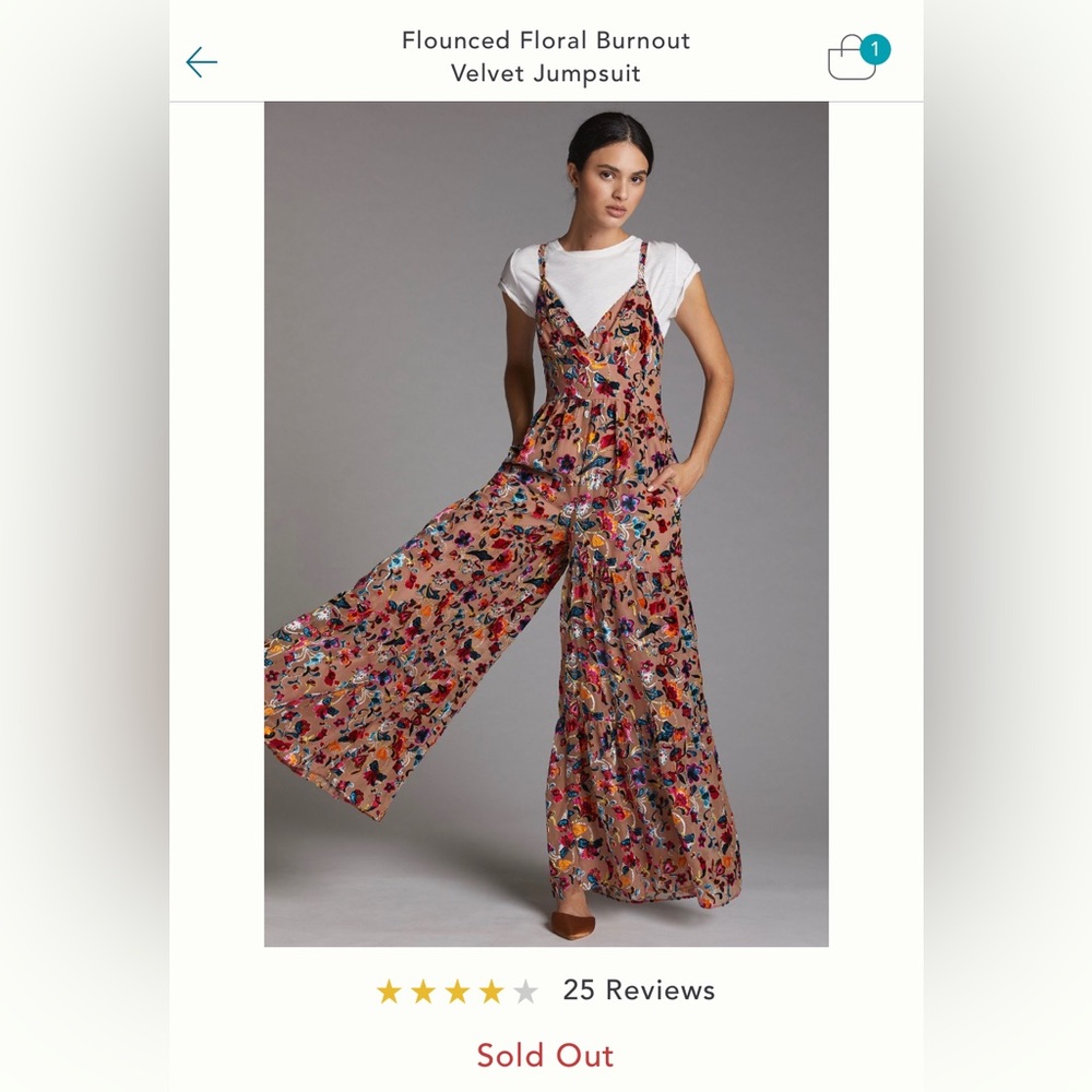 Beautiful floral print velvet jumpsuit!